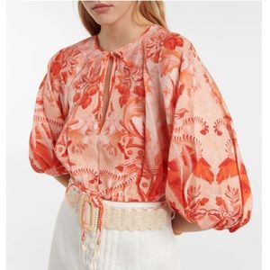 ZIMMERMANN Lyre printed crop linen top 0 (2-4)